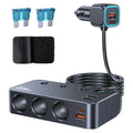 9 in 1 Cigarette Lighter Splitter 226W Car Charger Adapter with PD/QC 3.0  Charge 3.3FT Cable 12V/24V Independent Switches