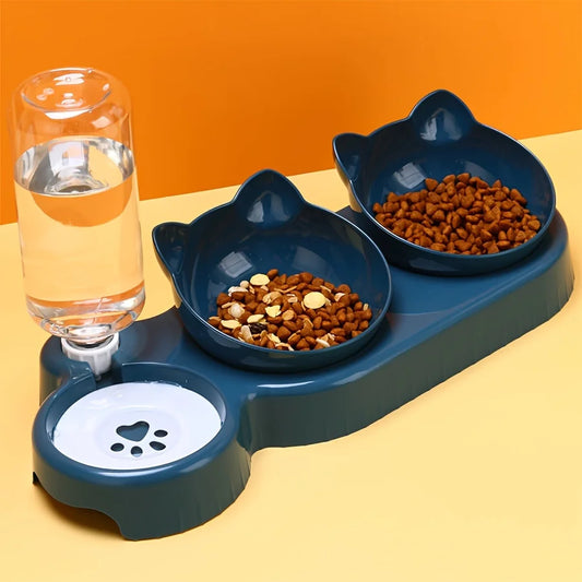 Pet Bowls With Water Feeder, 3 In 1 Water Bottle For Neck Protection