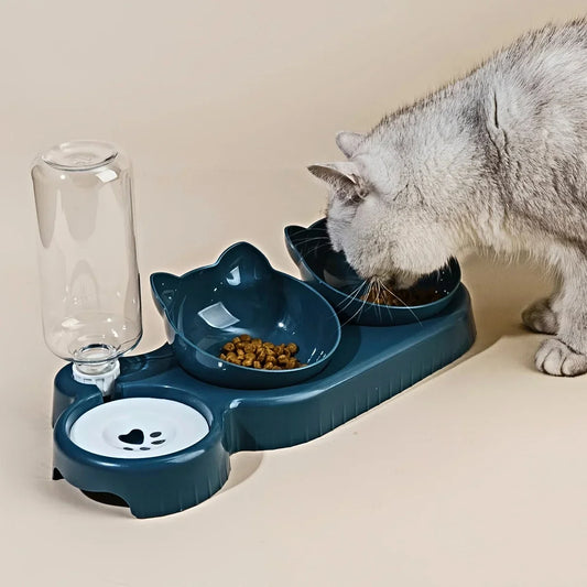 Pet Bowls With Water Feeder, 3 In 1 Water Bottle For Neck Protection