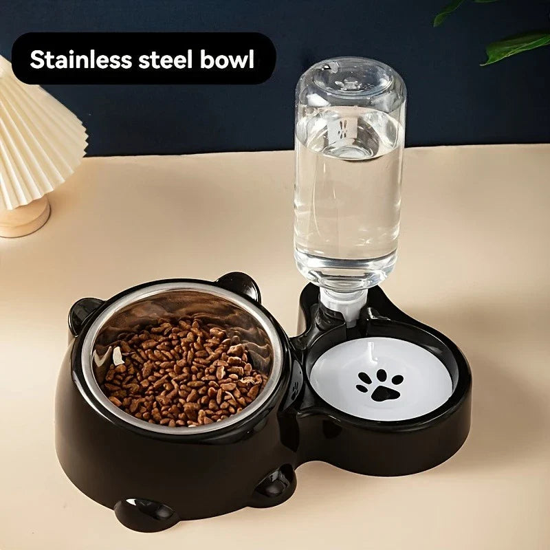Pet Bowls With Water Feeder, 3 In 1 Water Bottle For Neck Protection