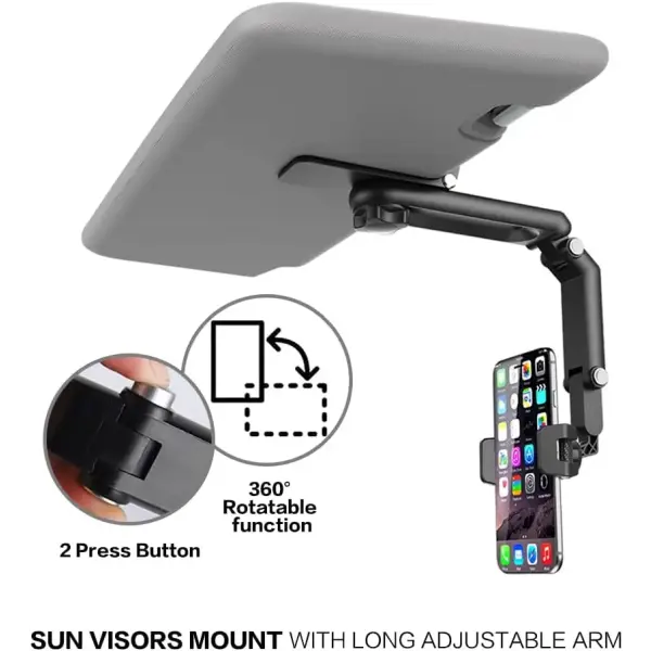 Sun Visor Phone Holder Black 360 Rotating Navigation Mount